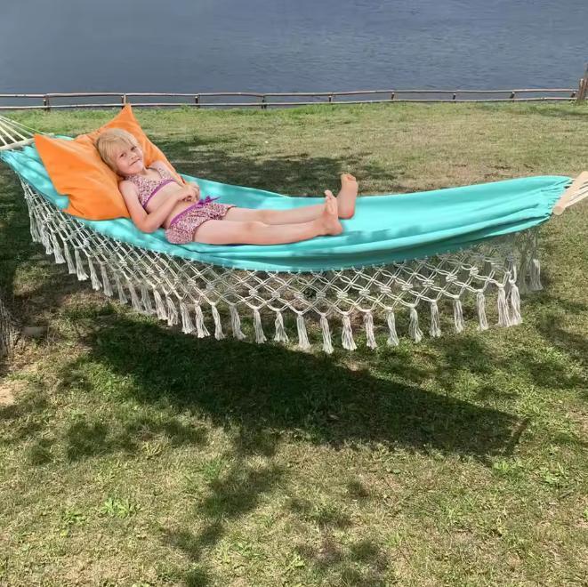 Canvas Hangmat met Franjes-Boho Stijl voor Tuin enamp;Reizen, Tuin en Terras, Tuinstoelen, Nieuw, Verzenden