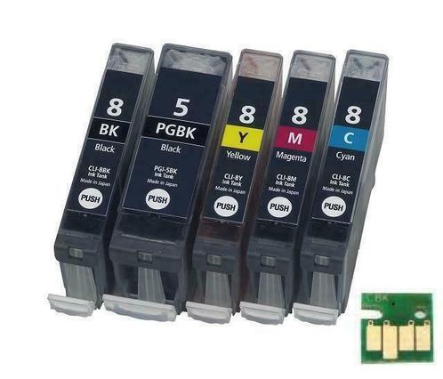 Set Canon PGI-5 & CLI-8 serie MET CHIP compatible € 6,75, Computers en Software, Printerbenodigdheden, Nieuw, Verzenden