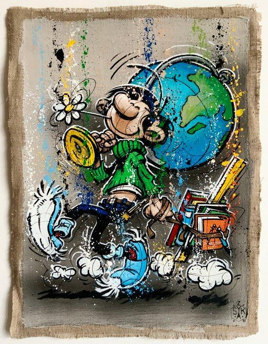 Elisée Skayzoo - Gaston Lagaffe, l’atlas, Antiek en Kunst, Kunst | Schilderijen | Modern