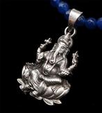 Zilver, Saffier - Collier - God olifant Ganesh in massief