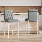 vidaXL Barstoelen 2 st massief rubberhout en stof, Verzenden, Nieuw