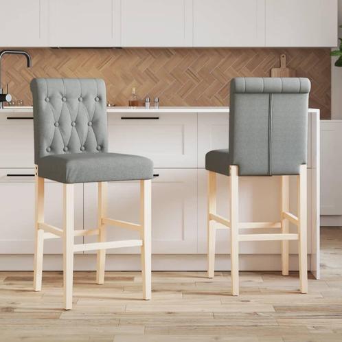vidaXL Barstoelen 2 st massief rubberhout en stof, Huis en Inrichting, Barkrukken, Nieuw, Verzenden
