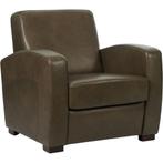 Leren fauteuil Kindly - Granada leer Ash - Hout bruin, Nieuw, Ophalen of Verzenden, 75 tot 100 cm, Modern