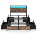 LIVSK LED Tweepersoonsbedframe met Lades - Robuust Metalen F, Verzenden, Nieuw