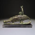 Oud-Egyptisch Brons Figuur van God Oxyrhynchos Fish. 11 cm, Verzamelen, Mineralen en Fossielen