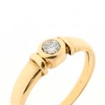 Gouden solitair ring met diamant | 0,14 ct. (rond briljant), 18 tot 19, Gebruikt, Overige kleuren, Ophalen of Verzenden