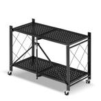 Metalen opbergrek op wielen - opvouwbaar - 2 planken - zwart, Huis en Inrichting, Kasten | Stellingkasten, Ophalen of Verzenden