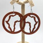 Houten oorbellen | Afrikaans continent in hout, Sieraden, Tassen en Uiterlijk, Oorbellen, Ophalen of Verzenden, Nieuw