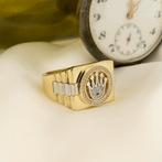 Bicolor gouden Rolex president band ring met zirconia | H..., Sieraden, Tassen en Uiterlijk, Ringen, Gebruikt, Overige kleuren