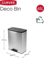 Curver Decobin Prullenbak - 65L - Rechthoekig - Zilver, Huis en Inrichting, Verzenden, Zo goed als nieuw