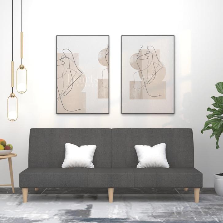 vidaXL Slaapbank 2-zits stof donkergrijs, Huis en Inrichting, Banken | Bankstellen, Nieuw, Stof, Tweepersoons, Verzenden