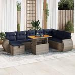 vidaXL 9-delige Loungeset met kussens poly rattan acacia, Verzenden, Nieuw, Rotan, Loungeset