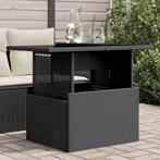 vidaXL Tuintafel met glazen blad 100x55x73 cm poly rattan, Verzenden, Nieuw
