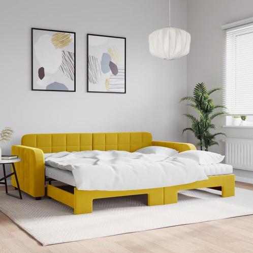 vidaXL Slaapbank onderschuifbed en matrassen 90x200 cm, Huis en Inrichting, Slaapkamer | Bedden, 90 cm, 200 cm, Eenpersoons, Nieuw
