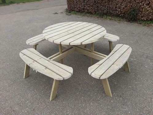 Ronde Picknicktafel Vurenhout NIEUW, Tuin en Terras, Picknicktafels, Nieuw, Hout, Rond, Ophalen of Verzenden