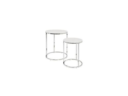 HAKU Möbel - Moderne Witte/Houten Bijzettafelset - 30,0/40,0, Huis en Inrichting, Woonaccessoires | Overige, Nieuw, Verzenden