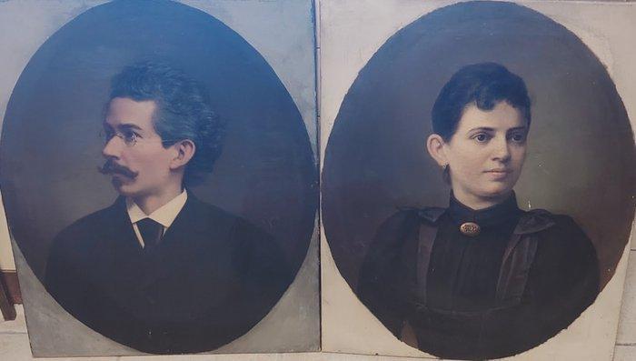 European School (XIX) - Two portraits, Antiek en Kunst, Kunst | Schilderijen | Klassiek