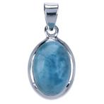 Zilveren Larimar edelsteen ovaal glad kettinghanger, Sieraden, Tassen en Uiterlijk, Verzenden, Nieuw