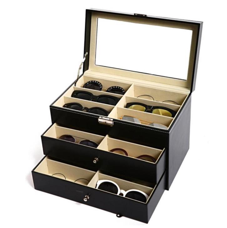 Brillendoos zwart - Box voor het opbergen van zonnebrillen, Sieraden, Tassen en Uiterlijk, Beautycases, Met slot, Zwart, Nieuw