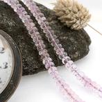 Rozenkwarts kralen ketting met witgouden slot | 51 cm, Gebruikt, Overige kleuren, Ophalen of Verzenden, Met edelsteen