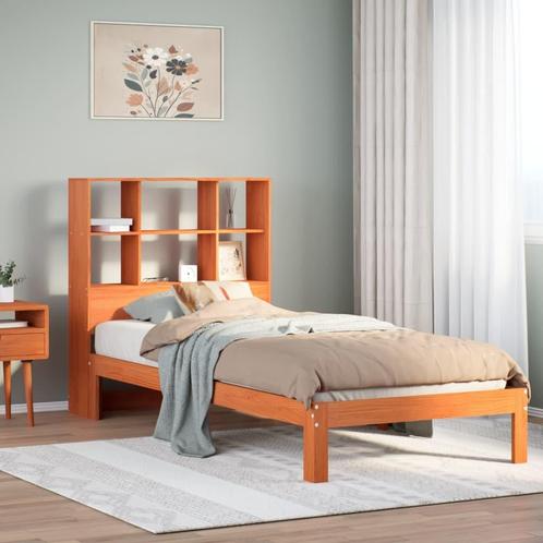 vidaXL Bed met boekenkast zonder matras grenenhout wasbruin, Huis en Inrichting, Slaapkamer | Bedden, Bruin, Nieuw, Hout, Verzenden