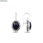 Zilveren blauwe ovale lapis lazuli oorbellen handgemaakt, Sieraden, Tassen en Uiterlijk, Oorbellen, Verzenden, Nieuw, Zilver
