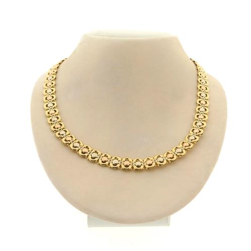Tricolor gouden fantasieschakel ketting | 44,5 cm, Sieraden, Tassen en Uiterlijk, Kettingen, Overige kleuren, Gebruikt, Goud, Ophalen of Verzenden