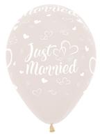 Ballonnen Just Married Hearts Crystal Clear 30cm 25st, Nieuw, Verzenden