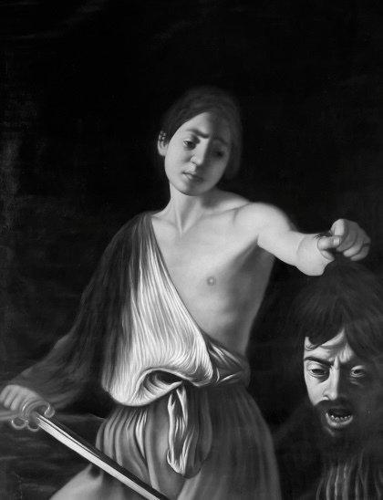 European school (XX), after Caravaggio - David con la cabeza, Antiek en Kunst, Kunst | Schilderijen | Klassiek