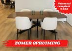 EETTAFEL RECHTHOEKIG 100 X 200 MET 4 EETKAMERSTOELEN STOELEN, Nieuw, 50 tot 100 cm, Vier personen, Rechthoekig
