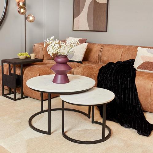 *WOONWINKEL* Starfurn Nova White Ronde Salontafel Set Wit Ma, Huis en Inrichting, Tafels | Salontafels, Nieuw, Verzenden