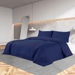 vidaXL Dekbedovertrekset 155x220 cm katoen marineblauw, Verzenden, Nieuw, Blauw