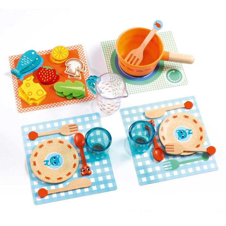 Djeco keukenspeelgoed diner kittens van €34,99 voor €27,99, Kinderen en Baby's, Speelgoed | Overig, Ophalen of Verzenden