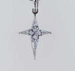 Hanger Witgoud -  0.37 tw. Diamant  (Natuurlijk) - Kruis, Sieraden, Tassen en Uiterlijk, Antieke sieraden