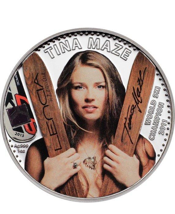 Cookeilanden. 5 Dollars TINA MAZE Official License World Ski, Postzegels en Munten, Munten | Europa | Niet-Euromunten