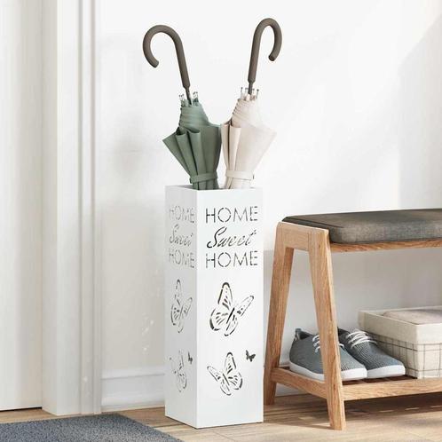 vidaXL Paraplu Standaard Wit 15,5x15,5x49 cm Staal, Huis en Inrichting, Woonaccessoires | Paraplubakken, Nieuw, Verzenden