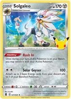 Solgaleo Celebrations 021/025, Hobby en Vrije tijd, Verzamelkaartspellen | Pokémon, Ophalen of Verzenden, Nieuw, Losse kaart, Foil