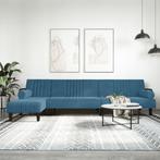 vidaXL Slaapbank L-vormig 260x140x70 cm fluweel blauw, Verzenden, Nieuw, Stof, Minder dan 150 cm