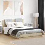 vidaXL Bedframe met hoofdeinde bewerkt hout sonoma eiken, Huis en Inrichting, Slaapkamer | Bedden, Bruin, Verzenden, Nieuw, Twijfelaar