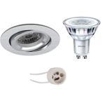 GU10 Inbouwspot Set - Mat Goud - Rond - Kantelbaar - Philips, Huis en Inrichting, Lampen | Spots, Metaal of Aluminium, Nieuw, Ophalen of Verzenden