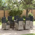 vidaXL 7-delige Tuin Eetset met Kussens Lichtgrijs Poly, Tuin en Terras, Tuinstoelen, Verzenden, Nieuw, Rotan