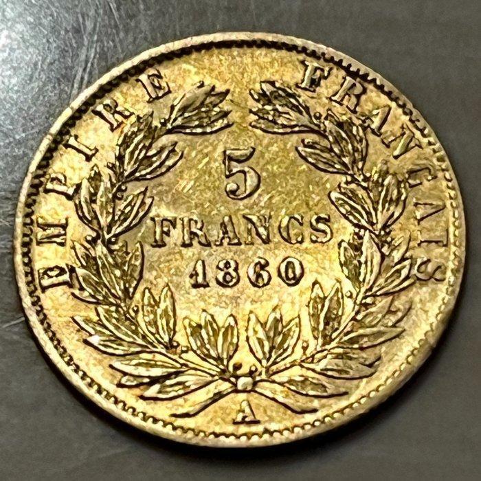 Frankrijk. Napoléon III. 5 Francs 1860-A, Paris (Zonder, Postzegels en Munten, Munten | Europa | Euromunten