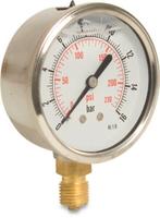 Profec manometer met onderaansluiting, glycerinevu, Doe-het-zelf en Verbouw, Meetapparatuur, Verzenden, Nieuw