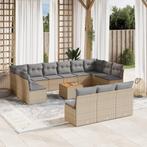 vidaXL 14-delige Loungeset met kussens poly rattan beige, 4 zitplaatsen, Nieuw, Loungeset, Verzenden