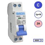 Gacia installatieautomaat 1P+N C2 6KA - M80N-C02, Ophalen of Verzenden, Nieuw