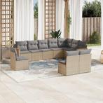 vidaXL 10-delige Loungeset met kussens poly rattan beige, Verzenden, Nieuw, Rotan, Loungeset