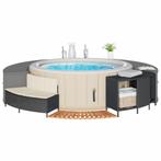 vidaXL Hottub-ombouw poly rattan en massief acaciahout zwart, Tuin en Terras, Verzenden, Nieuw