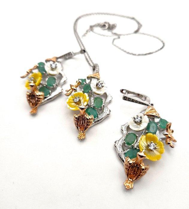 Zonder minimumprijs - 2-delige sieradenset Zilver - 8.00ct., Sieraden, Tassen en Uiterlijk, Antieke sieraden