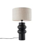 Design tafellamp zwart 17 cm stoffen kap lichtgrijs 35 cm -, Huis en Inrichting, Lampen | Tafellampen, Nieuw, Design, 50 tot 75 cm