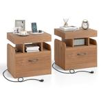 LIVSK Nachtkastjes met Oplaadstation - Uitschuifbaar Bovenbl, Verzenden, Nieuw